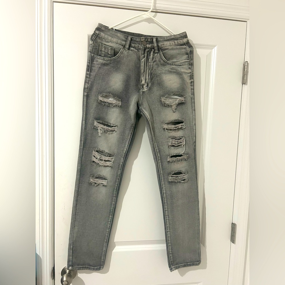 Thrifted Ripped Jeans Straight Leg